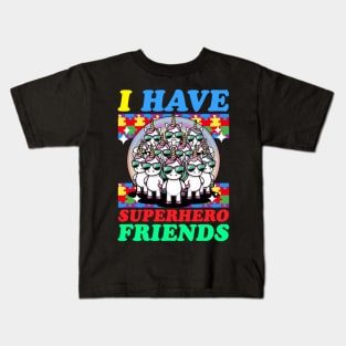 Autism awareness Unicorn - i have superhero friends Kids T-Shirt